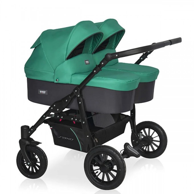 Коляска для близнецов 2 в 1 RIKO BASIC SAXO 01 бирюзовый-чёрный 5901583378386 Коляска для близнецов 2 в 1 RIKO BASIC SAXO 01 бирюзовый-чёрный 5901583378386