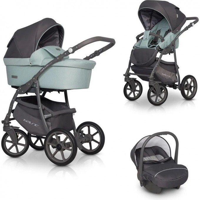 Коляска 3 в 1 RIKO BASIC BELLA PASTEL 02 ментоловый 5901583378775 Коляска 3 в 1 RIKO BASIC BELLA PASTEL 02 ментоловый 5901583378775